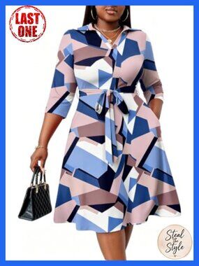 Plus Size Midi Dress for Women Casual Fit and Flare Summer Dress with Pockets